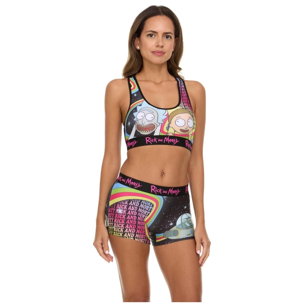 Rick & Morty Women’s Sports Bra and Boxer Briefs Underwear Set with Racerback